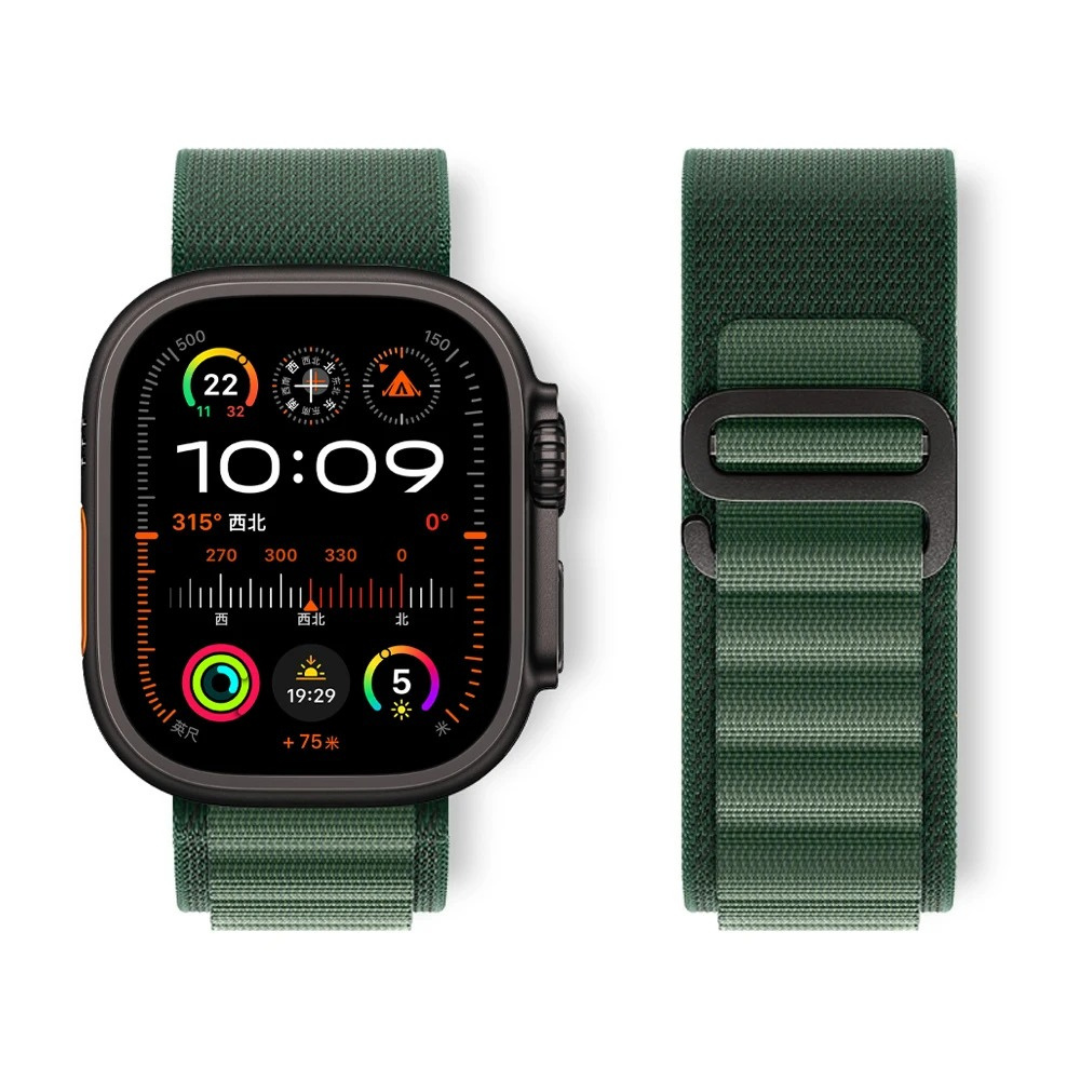 Alpine Loop Armband für Apple Watch Series & Ultra | Schwarze Akzente