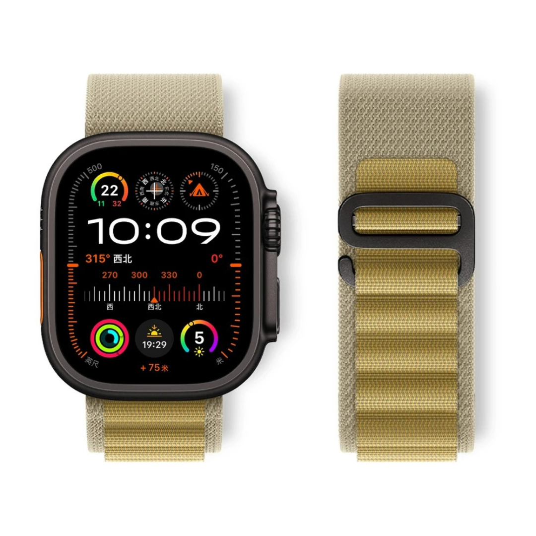 Alpine Loop Armband für Apple Watch Series & Ultra | Schwarze Akzente