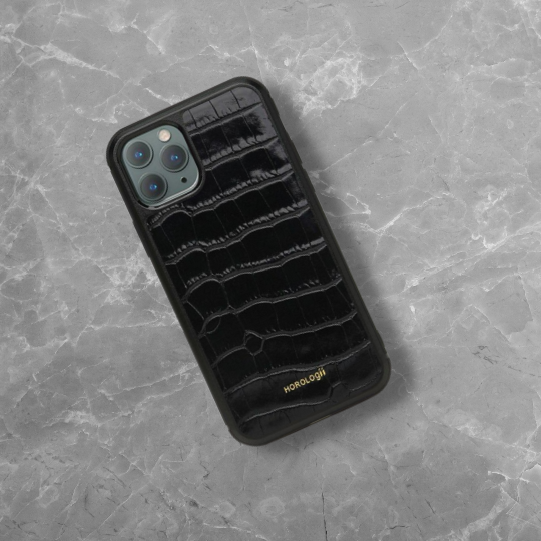 Personalisable: genuine leather mobile phone case with crocodile design - Apple iPhone