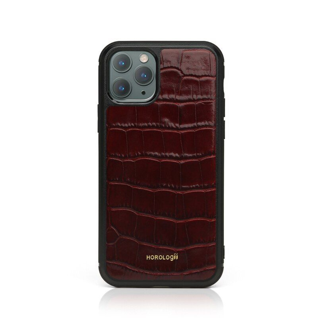 Personalisable: genuine leather mobile phone case with crocodile design - Apple iPhone